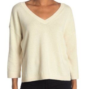Madewell v neck cream sweater cotton blend